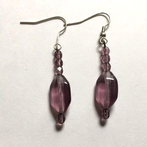Purple Glass Bead Earrings